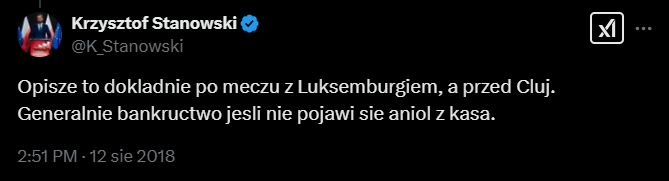 TWEET Krzysztofa Stanowskiego nt. Legii sprzed 6,5 roku :D